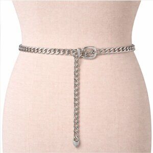 Designer Inspired vintage silver chain belt with buckle One size fits most